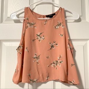 Light pink floral crop tank top
